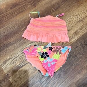 Kid’s Wonder Nation Pink and Orange Floral Swimsuit